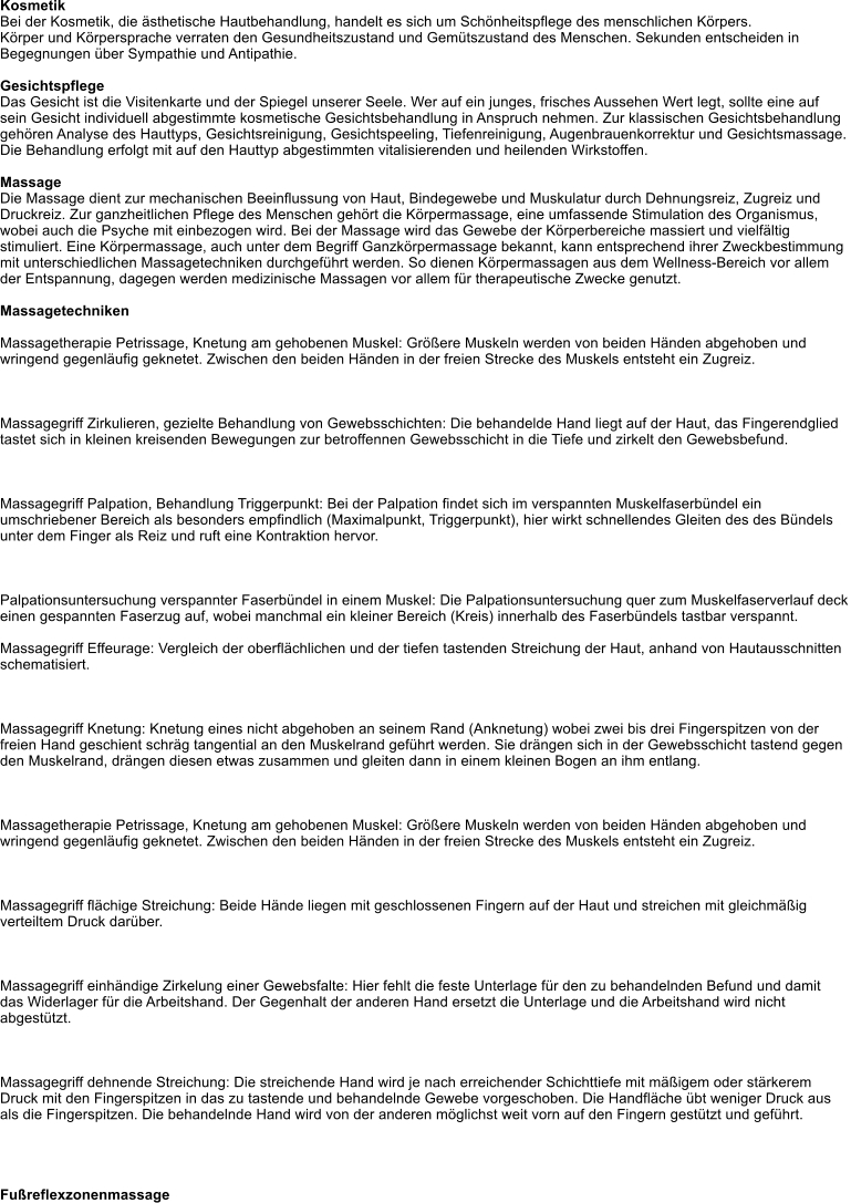 Massagegriff Effeurage